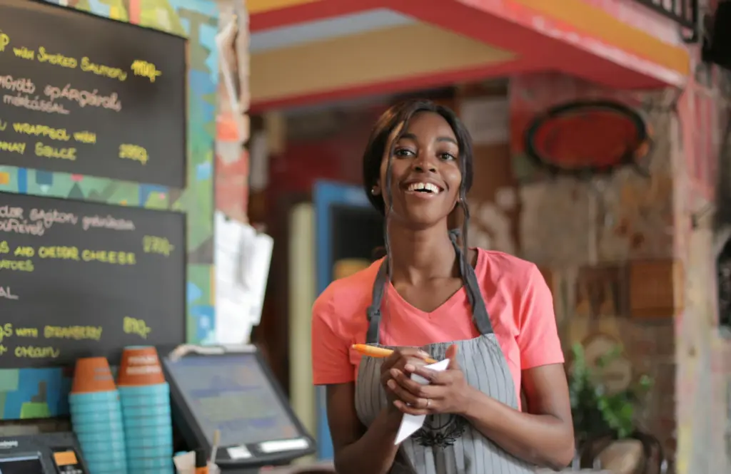 Waitress taking order
